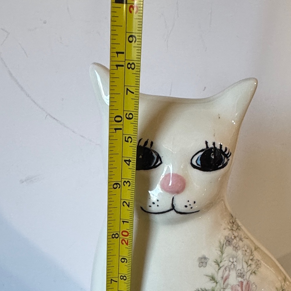 Rare vintage 1986 floral ceramic friendship cat figurine - Picture 3 of 12